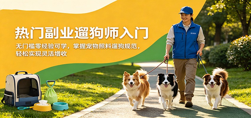 热门副业遛狗师入门，无门槛零经验可学，掌握宠物照料遛狗规范，轻松实现灵活增收-搞薯条网