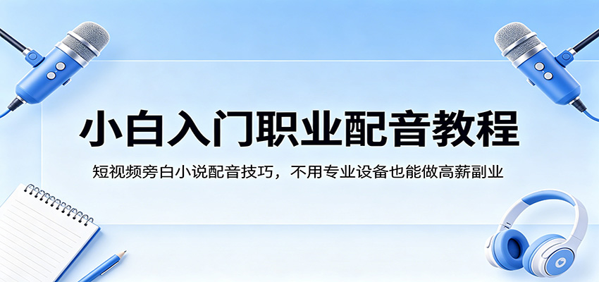 小白入门职业配音教程，短视频旁白小说配音技巧，不用专业设备也能做高薪副业-搞薯条网