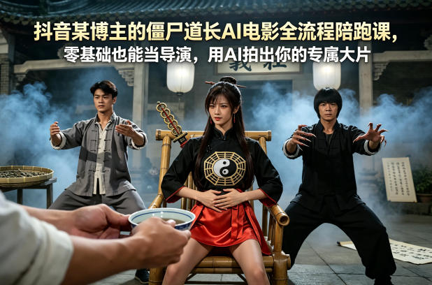 抖音某博主的僵尸道长AI电影全流程陪跑课，零基础也能当导演，用AI拍出你的专属大片-搞薯条网