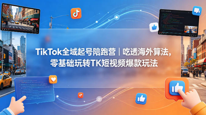 TikTok全域起号陪跑营｜吃透海外算法，零基础玩转TK短视频爆款玩法-搞薯条网