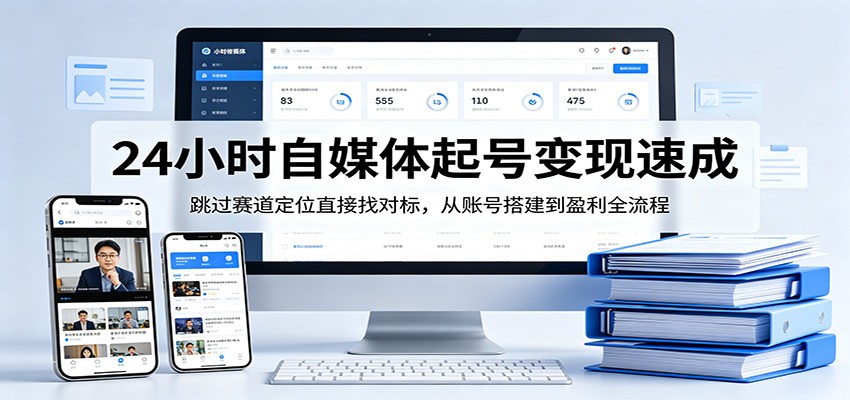 24小时自媒体起号变现速成，跳过赛道定位直接找对标，从账号搭建到盈利全流程-搞薯条网