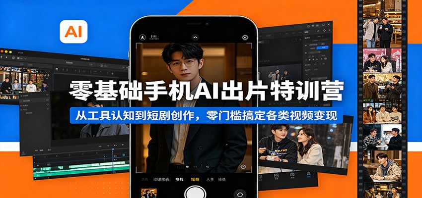 零基础手机AI出片特训营：从工具认知到短剧创作，零门槛搞定各类视频变现-搞薯条网