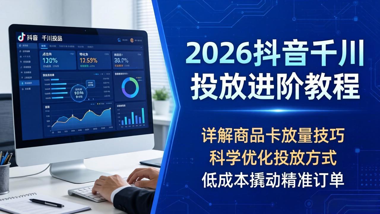 2026抖音千川投放进阶教程，详解商品卡放量技巧，科学优化投放方式，低成本撬动精准订单-搞薯条网
