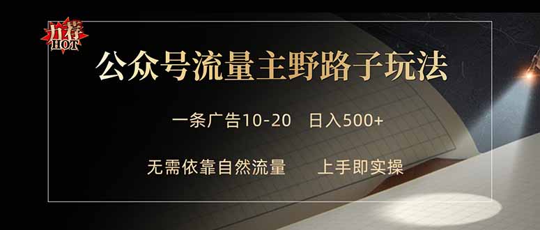 公众号流量主野路子玩法 单条广告10-20元 日入500+-搞薯条网