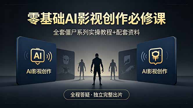 零基础AI影视创作必修课，全套僵尸系列实操教程加配套资料，全程答疑带你独立完整出片-搞薯条网
