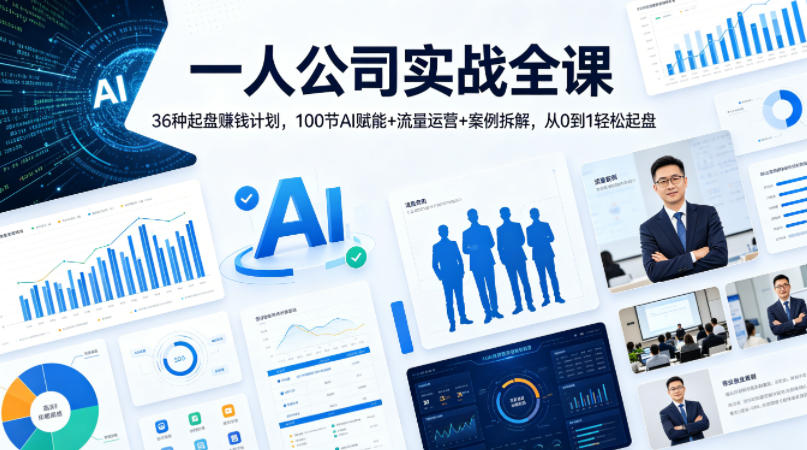 一人公司实战全课｜36种起盘賺钱计划，100节AI赋能+流量运营+案例拆解，从0到1轻松起盘-搞薯条网