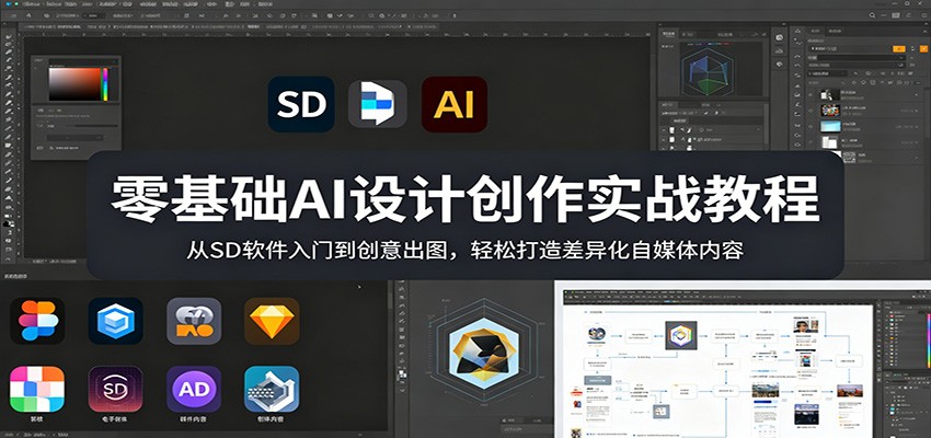 零基础AI设计创作实战教程：从SD软件入门到创意出图，轻松打造差异化自媒体内容-搞薯条网