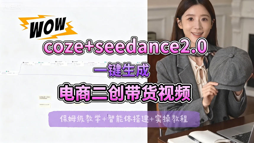 【Coze工作流搭建实操教程】seedance2.0+coze一键生成电商二创带货视频，全流程保姆级教学-搞薯条网