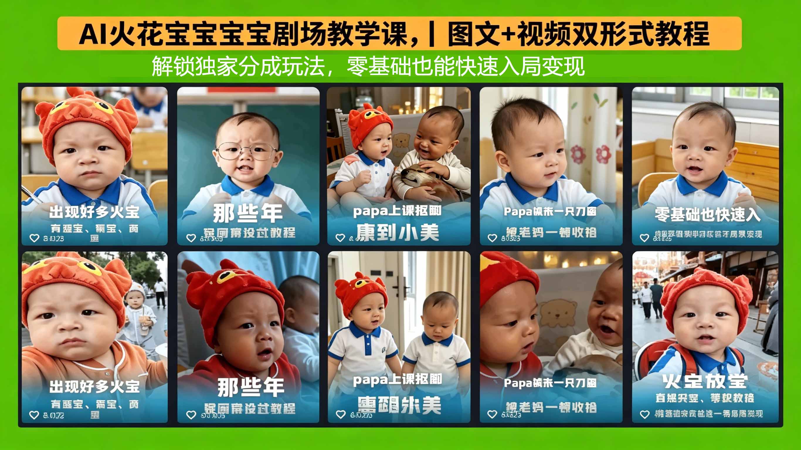 AI火花宝宝宝宝剧场教学课，图文+视频双形式教程，解锁独家分成玩法，零基础也能快速入局变现-搞薯条网