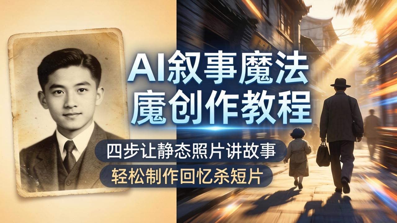 AI叙事魔法创作教程，四步让静态照片讲故事，老照片修复加动态特效，轻松制作回忆杀短片-搞薯条网