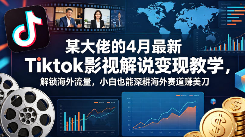 某大佬的4月最新Tiktok影视解说变现教学，解锁海外流量，小白也能深耕海外赛道賺美刀-搞薯条网