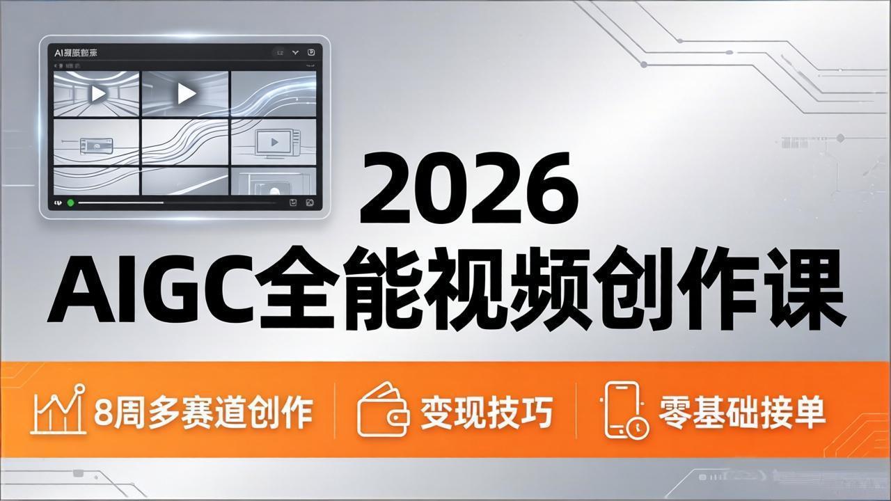 2026AIGC全能视频创作课，8周吃透多赛道创作+变现，零基础也能高效出片接单-搞薯条网