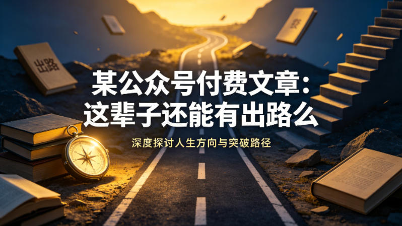 某公众号付费文章：这辈子还能有出路么-搞薯条网
