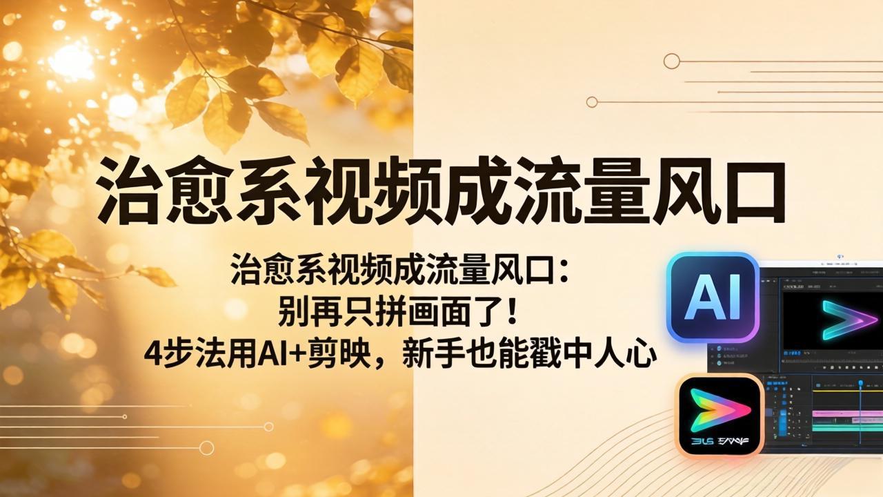 治愈系视频成流量风口：别再只拼画面了！4步法用AI+剪映，新手也能戳中人心-搞薯条网