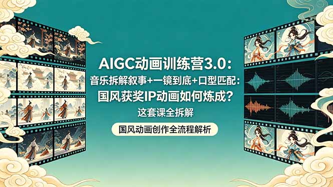 AIGC动画训练营3.0：音乐拆解叙事+一镜到底+口型匹配：国风获奖IP动画如何炼成？这套课全拆解-搞薯条网