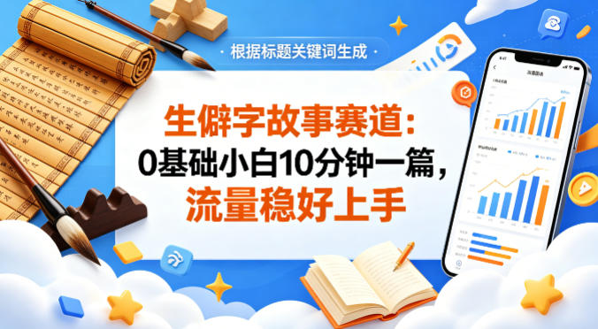 公众号流量主——生僻字故事赛道，流量稳，好上手，0基础小白也能10分钟一篇-搞薯条网