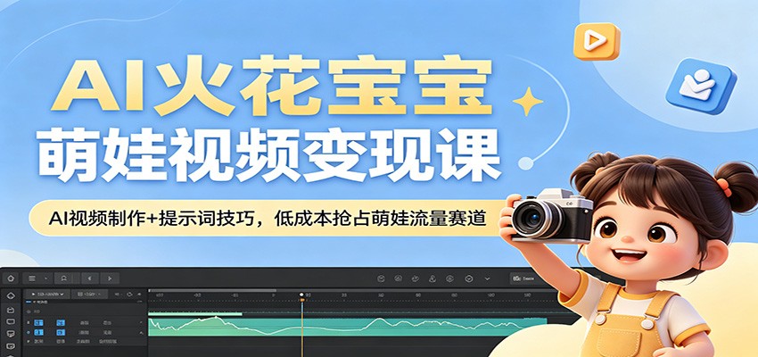 AI火花宝宝萌娃视频变现课：AI视频制作+提示词技巧，低成本抢占萌娃流量赛道-搞薯条网