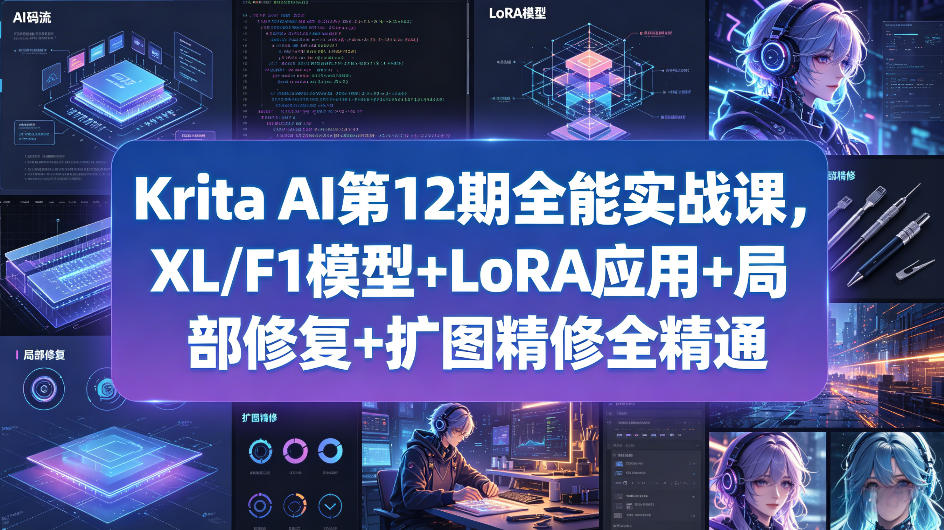 Krita AI第12期全能实战课，XL/F1模型+LoRA应用+局部修复+扩图精修全精通-搞薯条网