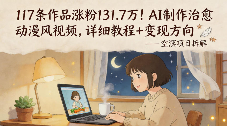 117条作品涨粉131.7W！AI制作治愈动漫风视频，详细教程+变现方向-搞薯条网