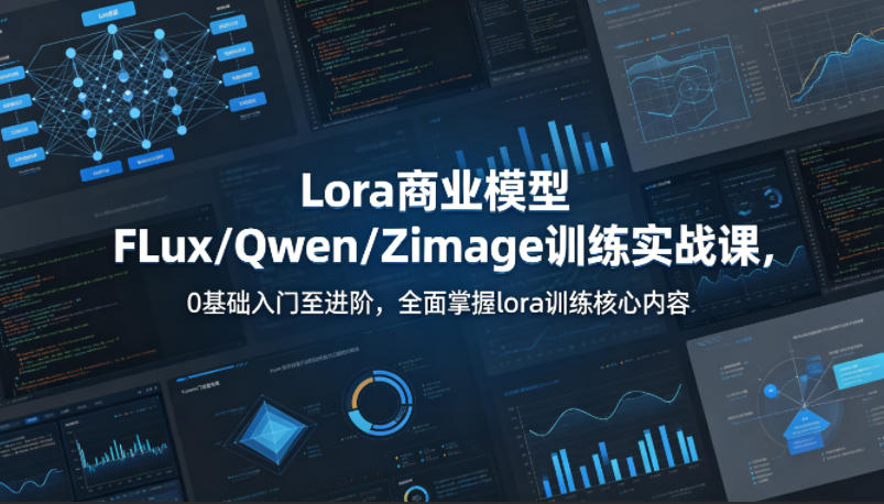 系统性学习Lora商业模型FLux／Qwen／Zimage训练实战课，0基础入门至进阶，全面掌握lora训练核心内容-搞薯条网