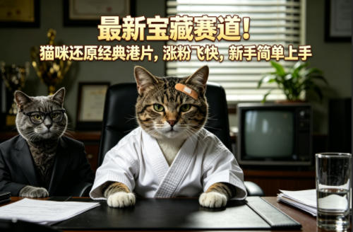 最新宝藏赛道！猫咪还原经典港片，涨粉飞快，新手简单上手-搞薯条网