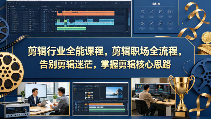 剪辑行业全能课程，剪辑职场全流程，告别剪辑迷茫，掌握剪辑核心思路-搞薯条网