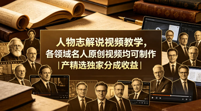 人物志解说视频教学，各领域名人原创视频均可制作丨精选独家分成收益(更新0430)-搞薯条网