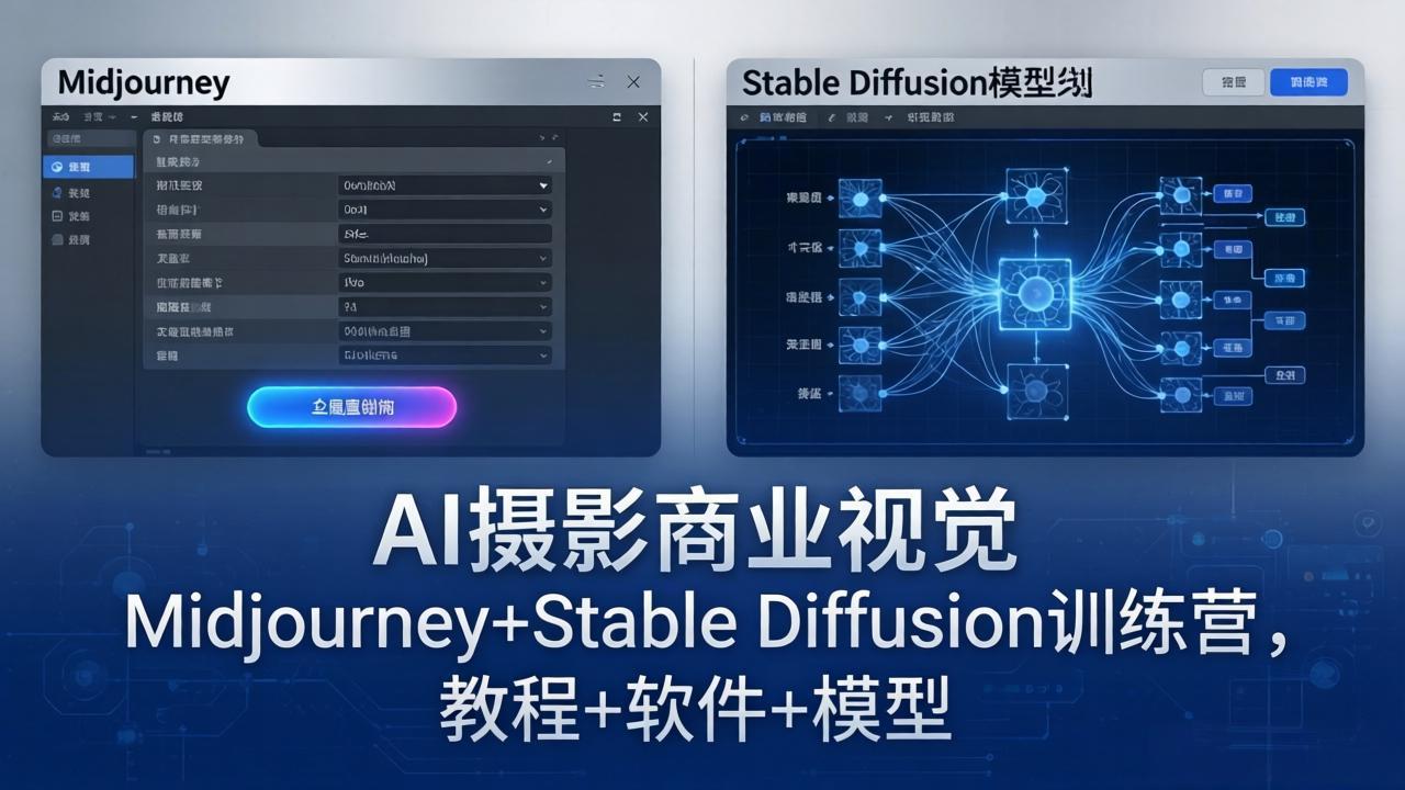 AI摄影商业视觉Midjourney+Stable Diffusion训练营，教程+软件+模型-搞薯条网