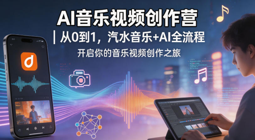 AI音乐视频创作营｜从0到1，汽水音乐+AI全流程，开启你的音乐视频创作之旅-搞薯条网