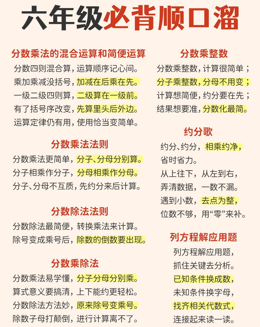 六年级下数学1-6年级必备顺口溜-搞薯条网