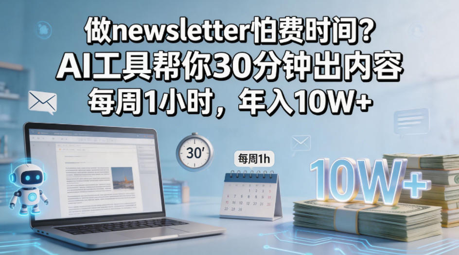 做newsletter怕费时间？AI工具帮你30分钟出内容，每周1小时，年入10W+！【原创双语字幕】-搞薯条网