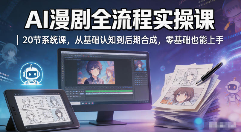 AI漫剧全流程实操课｜20节系统课，从基础认知到后期合成，零基础也能上手-搞薯条网