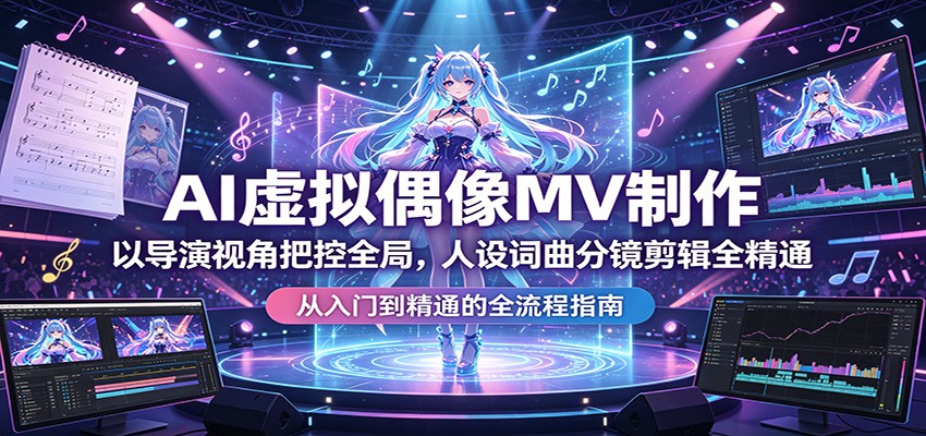 AI虚拟偶像MV制作：以导演视角把控全局，人设词曲分镜剪辑全精通-搞薯条网