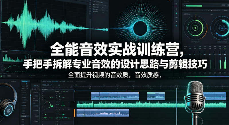 全能音效实战训练营，手把手拆解专业音效的设计思路与剪辑技巧，全面提升视频的音效质感-搞薯条网