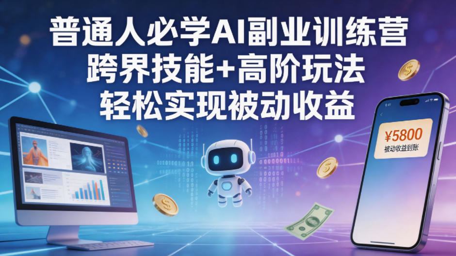 普通人必学AI副业训练营跨界技能+高阶玩法轻松实现被动收益-搞薯条网