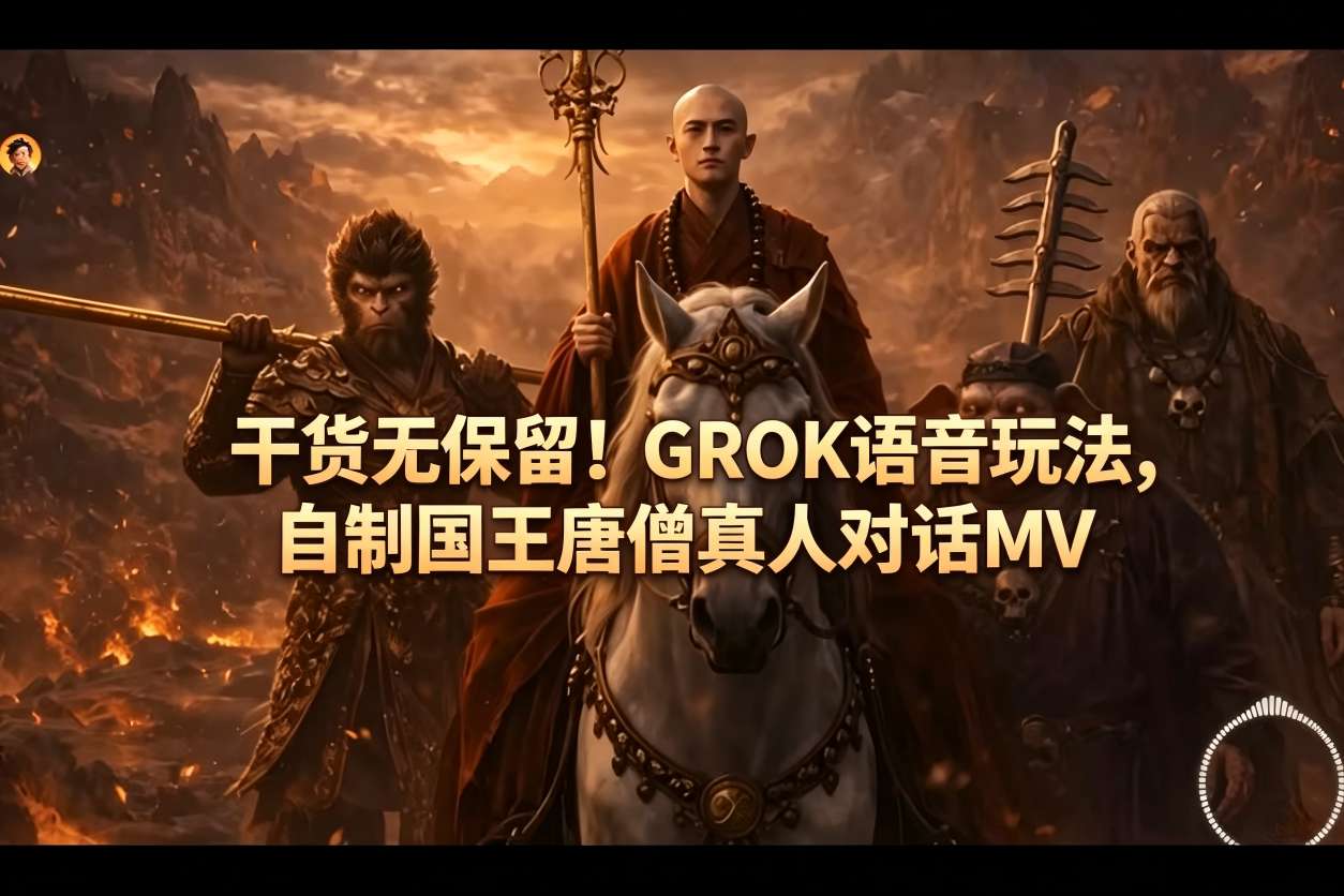 干货无保留！GROK语音玩法，自制国王唐僧真人对话MV-搞薯条网