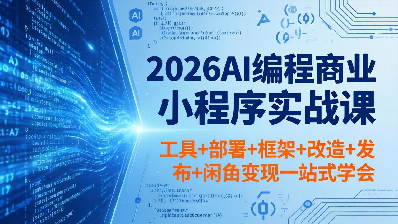 2026AI编程商业小程序实战课，工具+部署+框架+改造+发布+闲鱼变现一站式学会-搞薯条网