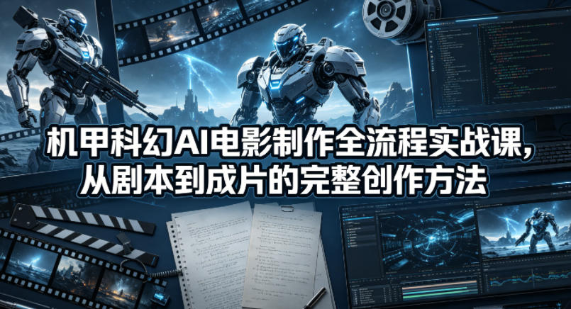 机甲科幻AI电影制作全流程实战课，从剧本到成片的完整创作方法-搞薯条网