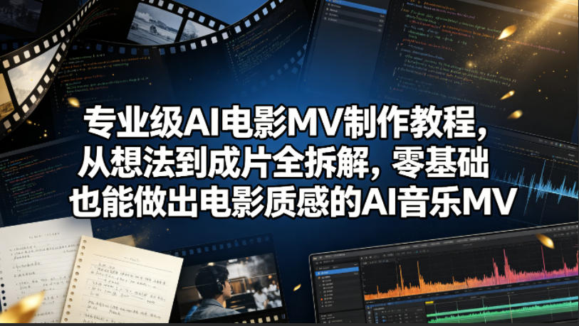 专业级AI电影MV制作教程，从想法到成片全拆解，零基础也能做出电影质感的AI音乐MV-搞薯条网