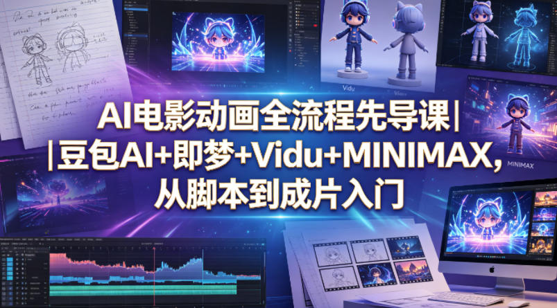 AI电影动画全流程先导课｜豆包AI+即梦+Vidu+MINIMAX，从脚本到成片入门-搞薯条网
