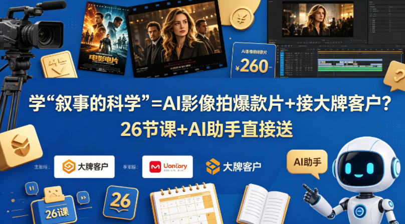 学《叙事的科学》=AI影像拍爆款片+接大牌客户？26节课+AI助手直接送【原创双语字幕】-搞薯条网