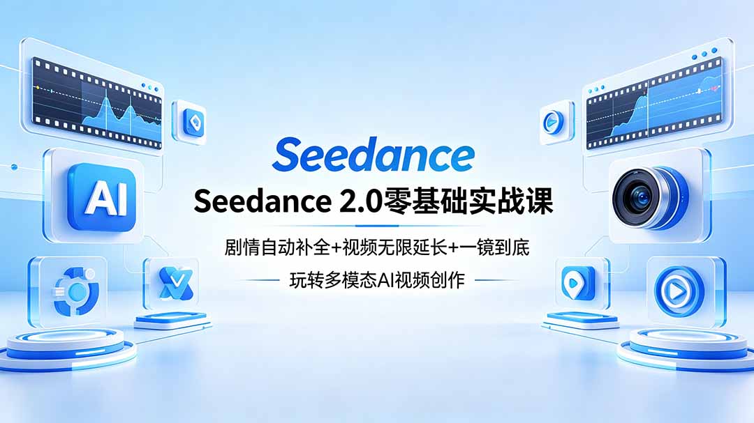 Seedance 2.0零基础实战课：剧情自动补全+视频无限延长+一镜到底：玩转多模态AI视频创作-搞薯条网