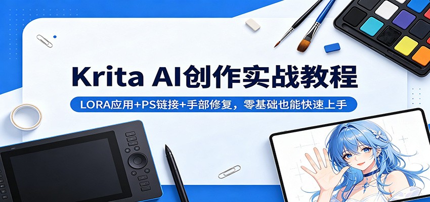 Krita AI创作实战教程：LORA应用+PS链接+手部修复，零基础也能快速上手-搞薯条网
