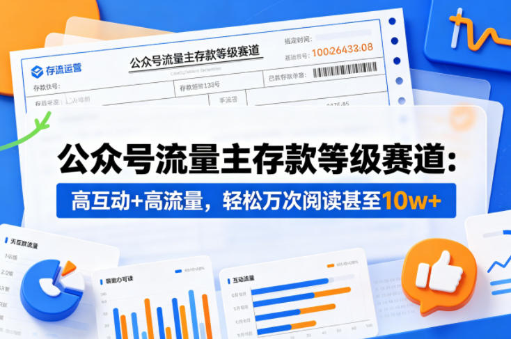 公众号流量主之存款等级赛道，高互动+高流量，轻松达到万次阅读，甚至10w+-搞薯条网