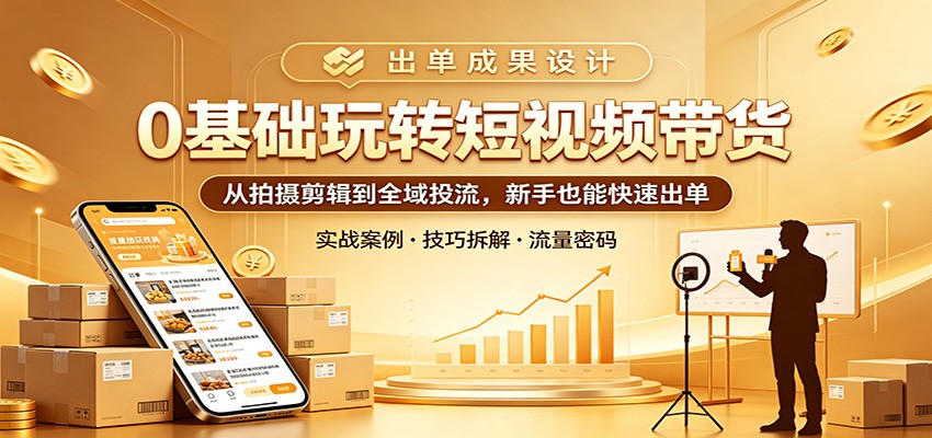 0基础玩转短视频带货：从拍摄剪辑到全域投流，新手也能快速出单-搞薯条网
