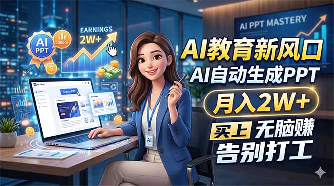 AI教育新风口,AI自动生成PPT,月入2W+,无脑赚,告别打工-搞薯条网