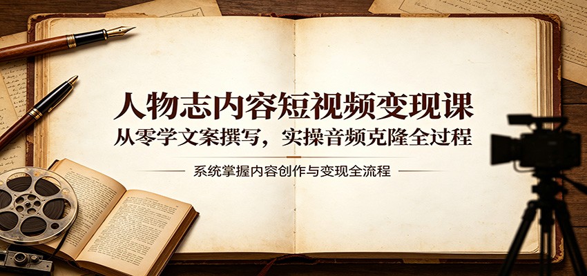 人物志内容短视频变现课：从零学文案撰写，实操音频克隆全过程-搞薯条网