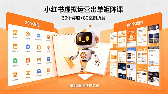 小红书虚拟运营出单矩阵课:30个赛道+80案例拆解,AI赋能批量生产笔记-搞薯条网