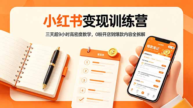 小红书变现训练营:三天超9小时高密度教学,0粉开店到爆款内容全拆解-搞薯条网