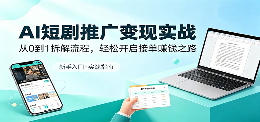 AI短剧推广变现实战：从0到1拆解流程，轻松开启接单赚钱之路-搞薯条网